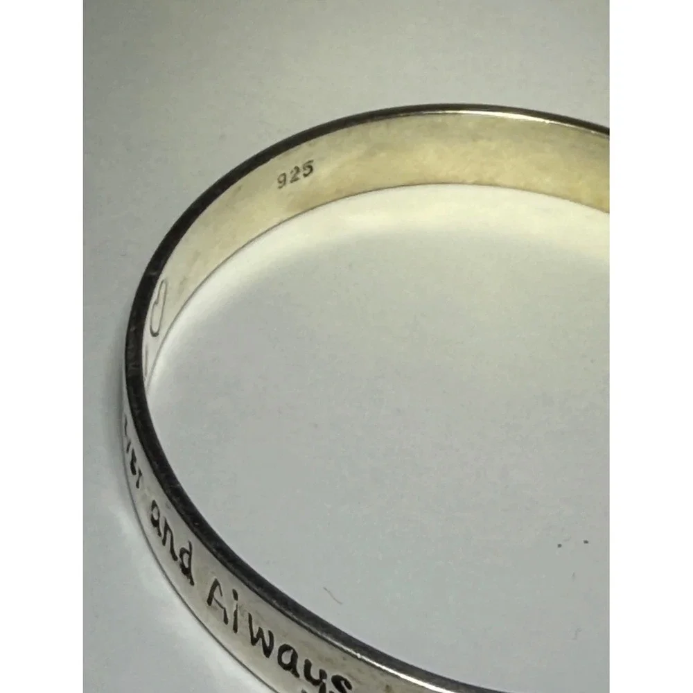 Sterling Silver 925 Cuff Bracelet Forever and Always Remember I Love You Mom